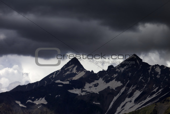 Storm clouds in mountains
