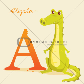 Animal alphabet with alligator