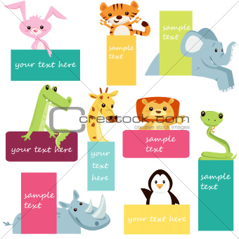 Set of animal labels