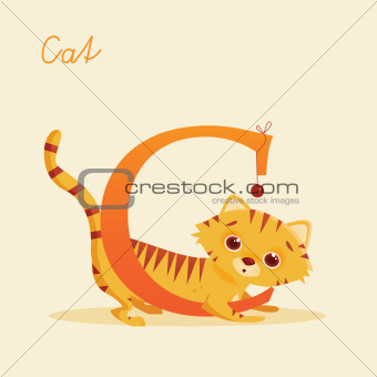 Animal alphabet with cat