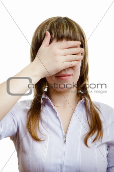 young girl closes her eyes