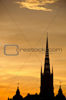 Stockholm cityscape at sunset