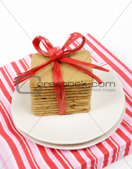 cakes with red ribbon
