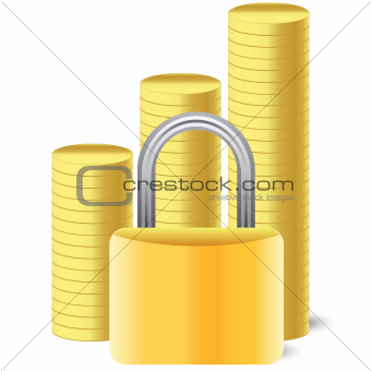 money icon with lock and coins
