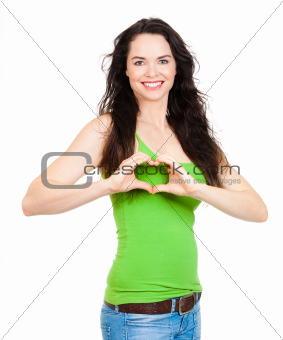 Woman forming love heart  with hands