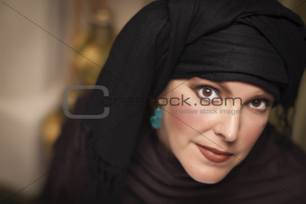 Beautiful Smiling Islamic Woman Wearing Traditional Burqa or Niqab.