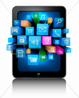 Tablet pc with colorful icons