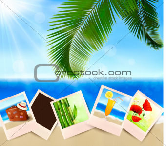 Photos from holidays on a seaside  Summer holidays concept  Vector