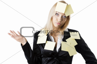 business blonde woman with dejected expression