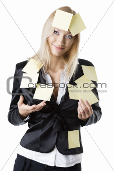 business blonde woman she smiles
