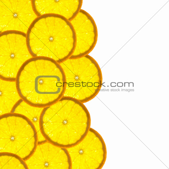 Border with citrus-fruit of orange slices and copy space for tex