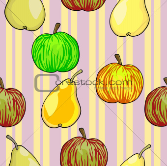 Seamless fruit pattern apples and pears  