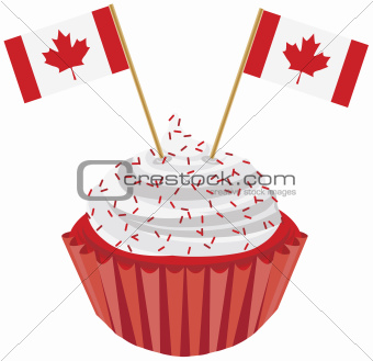 Happy Canada Day Cupcake with Flag Illustration