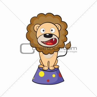 Circus lion on a pedestal