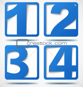 Blue 3d banners with numbers