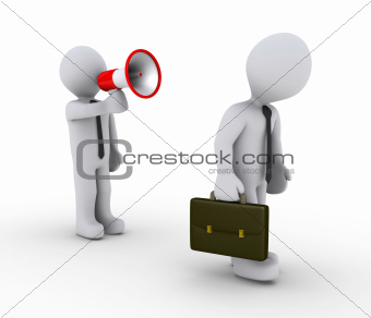 Manager firing employee with megaphone