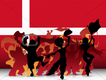 Denmark Sport Fan Crowd with Flag