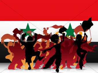 Syria Sport Fan Crowd with Flag