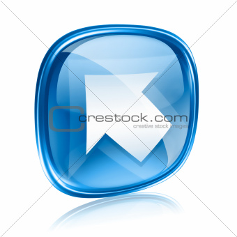 Arrow icon blue glass, isolated on white background