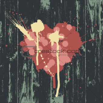 Heart symbol on wooden wall. Vector, EPS10