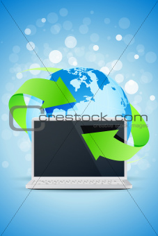 Background with Laptop and Earth Globe
