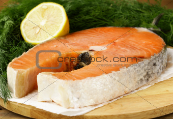 red delicatessen  fish  salmon with lemon and dill