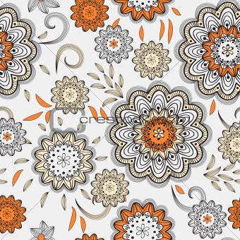 vector seamless abstract doodle floral pattern