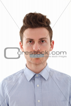 Portrait of young man censored