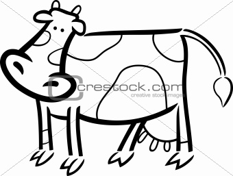 cartoon doodle of farm cow for coloring