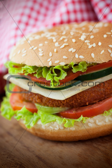 Fried chicken or fish burger sandwich