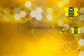 Golden wallpaper with honeycomb and bees