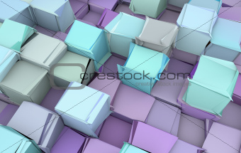 shattered blue and purple 3d cubes