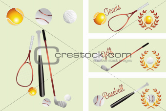 Tennis - golf - baselball  - banners with royal crests