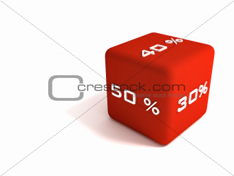 Red dice with different kinds of discounts
