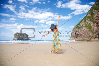 dancing woman in Ballota beach