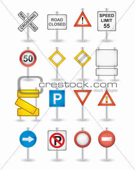 danger road signs set