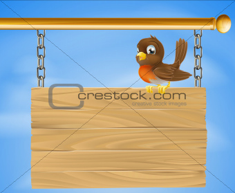 Bird on wood sign