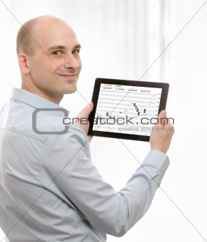 business man using a touch screen device