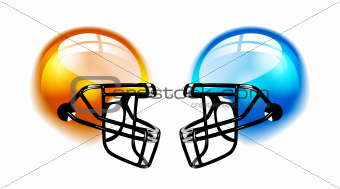 Football Helmets with reflection on white background