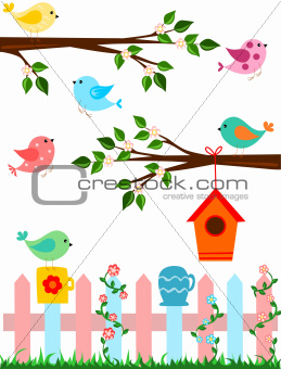 Cartoon illustration of birds