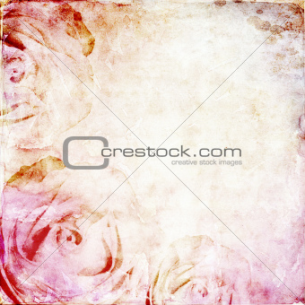 Vintage Watercolor background with  roses and space for text 