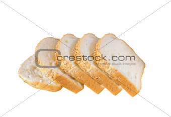 tasty sliced bread with sesame seeds isolated on white