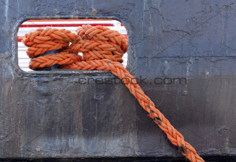 Closeup on the ship's rope