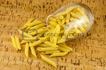 Pens pasta inside transparent glass