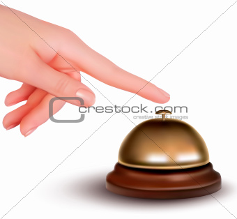 Hand ringing the bell to call  Service desk