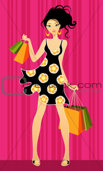 Young girls shopping