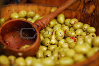 Olives being sold at a marketplace