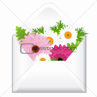 Open Envelope With Flowers