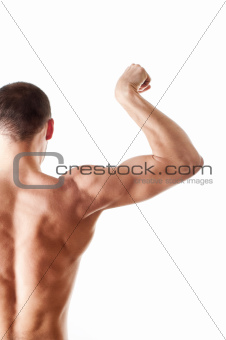 muscular young man showing his biceps