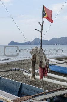 east timor flag in fishing boat